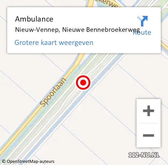 Locatie op kaart van de 112 melding: Ambulance Nieuw-Vennep, Nieuwe Bennebroekerweg op 19 juni 2024 06:27