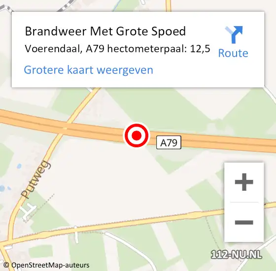 Locatie op kaart van de 112 melding: Brandweer Met Grote Spoed Naar Voerendaal, A79 hectometerpaal: 12,5 op 19 juni 2024 06:53