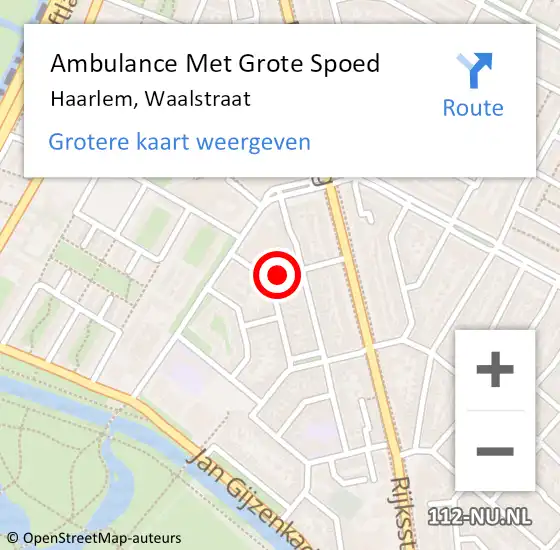 Locatie op kaart van de 112 melding: Ambulance Met Grote Spoed Naar Haarlem, Waalstraat op 19 juni 2024 06:56