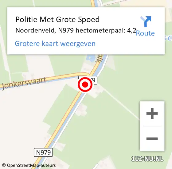 Locatie op kaart van de 112 melding: Politie Met Grote Spoed Naar Noordenveld, N979 hectometerpaal: 4,2 op 19 juni 2024 07:20