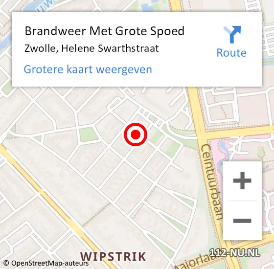 Locatie op kaart van de 112 melding: Brandweer Met Grote Spoed Naar Zwolle, Helene Swarthstraat op 19 juni 2024 07:22