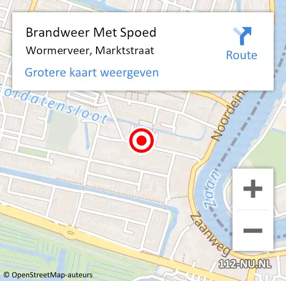 Locatie op kaart van de 112 melding: Brandweer Met Spoed Naar Wormerveer, Marktstraat op 19 juni 2024 07:39