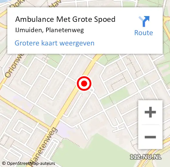 Locatie op kaart van de 112 melding: Ambulance Met Grote Spoed Naar IJmuiden, Planetenweg op 19 juni 2024 07:55