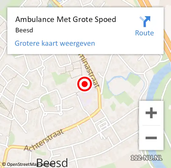 Locatie op kaart van de 112 melding: Ambulance Met Grote Spoed Naar Beesd op 19 juni 2024 08:09