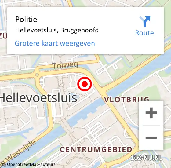 Locatie op kaart van de 112 melding: Politie Hellevoetsluis, Bruggehoofd op 19 juni 2024 08:11