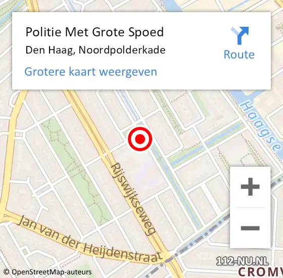 Locatie op kaart van de 112 melding: Politie Met Grote Spoed Naar Den Haag, Noordpolderkade op 19 juni 2024 08:24