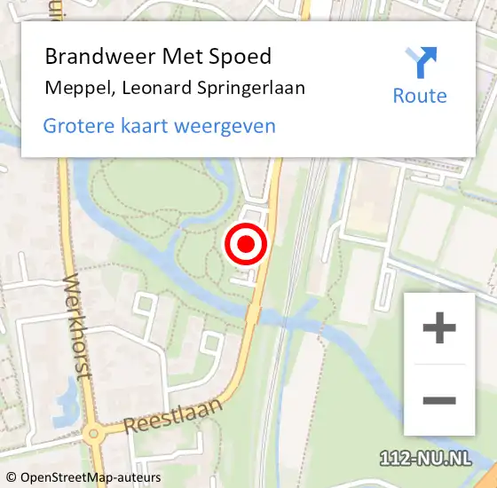 Locatie op kaart van de 112 melding: Brandweer Met Spoed Naar Meppel, Leonard Springerlaan op 19 juni 2024 08:38