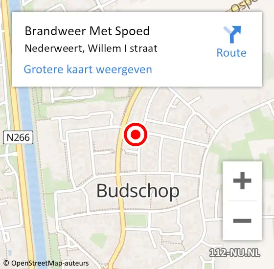 Locatie op kaart van de 112 melding: Brandweer Met Spoed Naar Nederweert, Willem I straat op 19 juni 2024 08:47