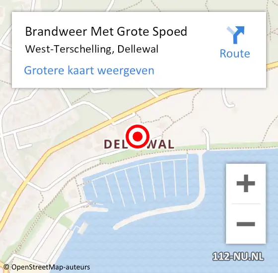 Locatie op kaart van de 112 melding: Brandweer Met Grote Spoed Naar West-Terschelling, Dellewal op 19 juni 2024 08:51