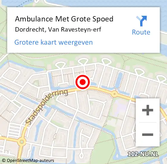 Locatie op kaart van de 112 melding: Ambulance Met Grote Spoed Naar Dordrecht, Van Ravesteyn-erf op 19 juni 2024 08:52