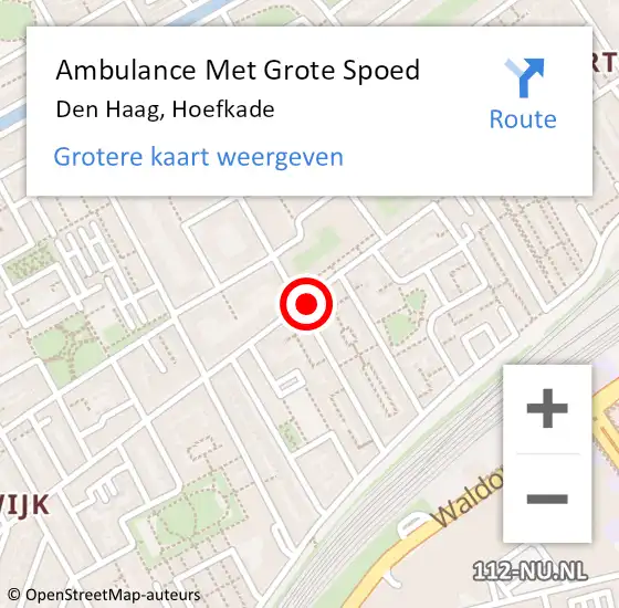 Locatie op kaart van de 112 melding: Ambulance Met Grote Spoed Naar Den Haag, Hoefkade op 19 juni 2024 09:05