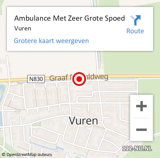 Locatie op kaart van de 112 melding: Ambulance Met Zeer Grote Spoed Naar Vuren op 19 juni 2024 09:15