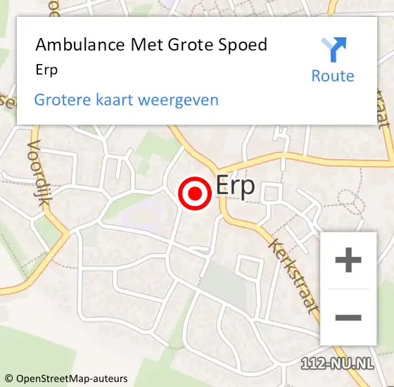 Locatie op kaart van de 112 melding: Ambulance Met Grote Spoed Naar Erp op 19 juni 2024 09:25