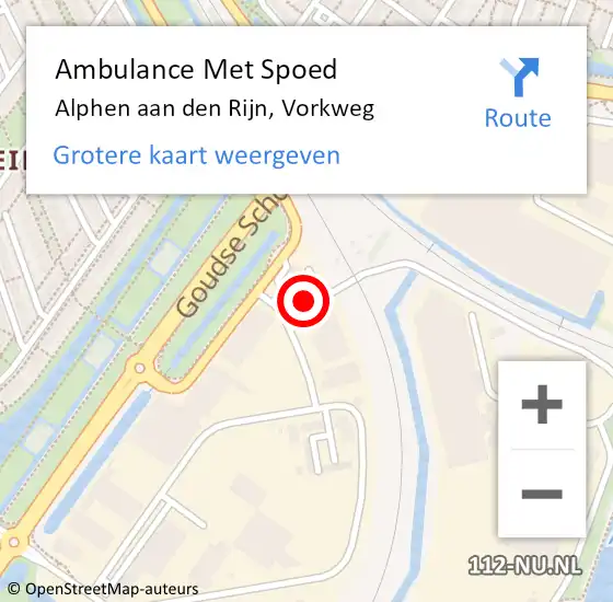 Locatie op kaart van de 112 melding: Ambulance Met Spoed Naar Alphen aan den Rijn, Vorkweg op 19 juni 2024 09:27