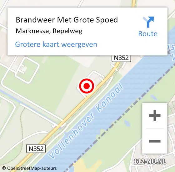 Locatie op kaart van de 112 melding: Brandweer Met Grote Spoed Naar Marknesse, Repelweg op 19 juni 2024 09:28