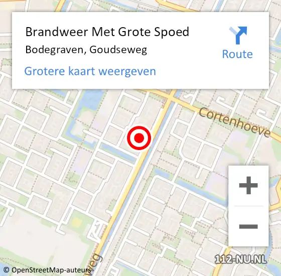 Locatie op kaart van de 112 melding: Brandweer Met Grote Spoed Naar Bodegraven, Goudseweg op 19 juni 2024 09:30