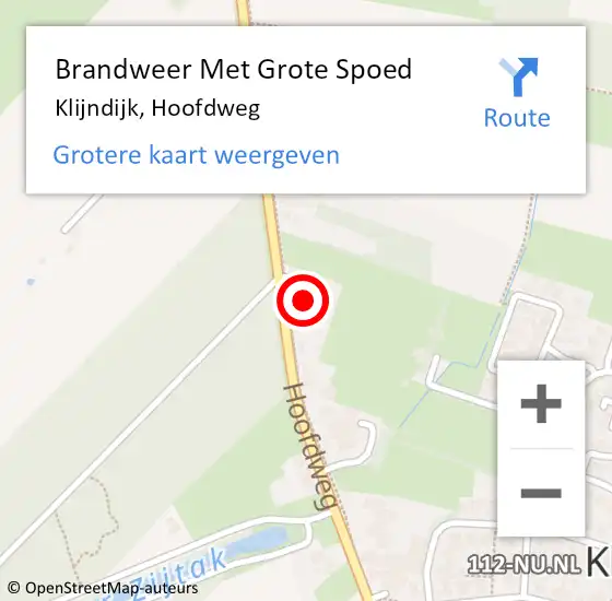 Locatie op kaart van de 112 melding: Brandweer Met Grote Spoed Naar Klijndijk, Hoofdweg op 19 juni 2024 09:30