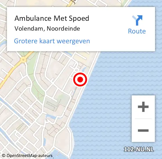 Locatie op kaart van de 112 melding: Ambulance Met Spoed Naar Volendam, Noordeinde op 19 juni 2024 09:32