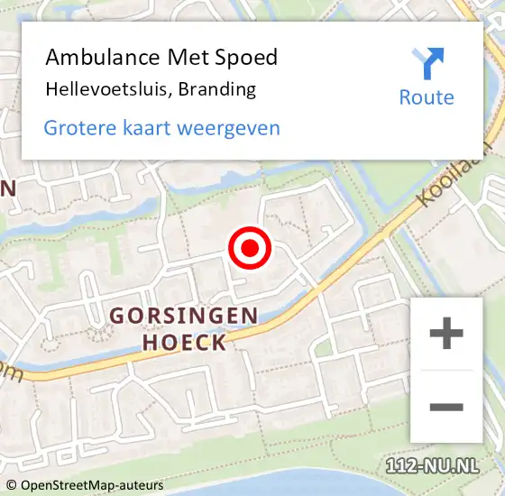 Locatie op kaart van de 112 melding: Ambulance Met Spoed Naar Hellevoetsluis, Branding op 19 juni 2024 09:37