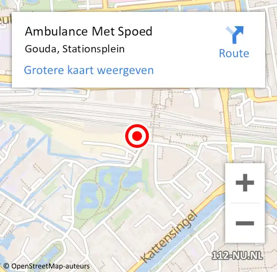 Locatie op kaart van de 112 melding: Ambulance Met Spoed Naar Gouda, Stationsplein op 19 juni 2024 09:39