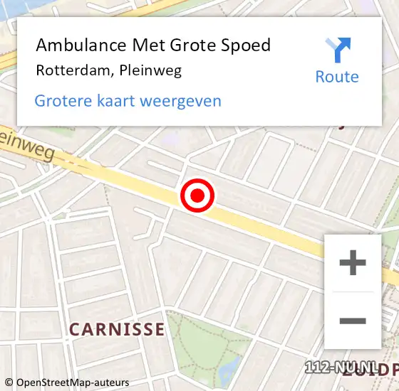 Locatie op kaart van de 112 melding: Ambulance Met Grote Spoed Naar Rotterdam, Pleinweg op 19 juni 2024 09:39