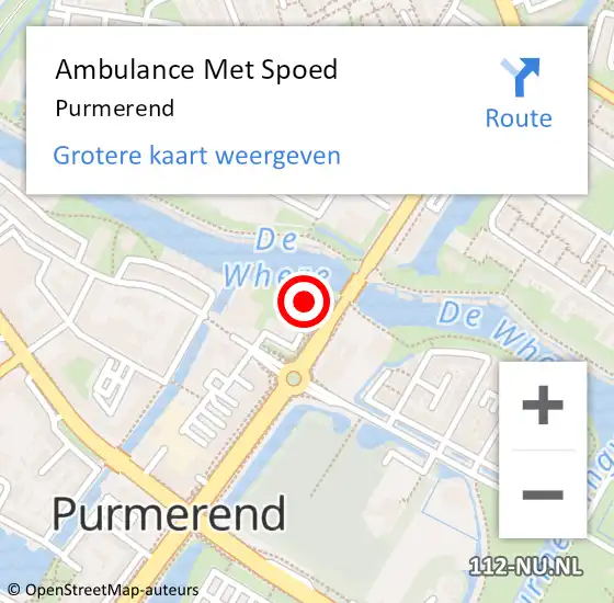 Locatie op kaart van de 112 melding: Ambulance Met Spoed Naar Purmerend op 19 juni 2024 09:40