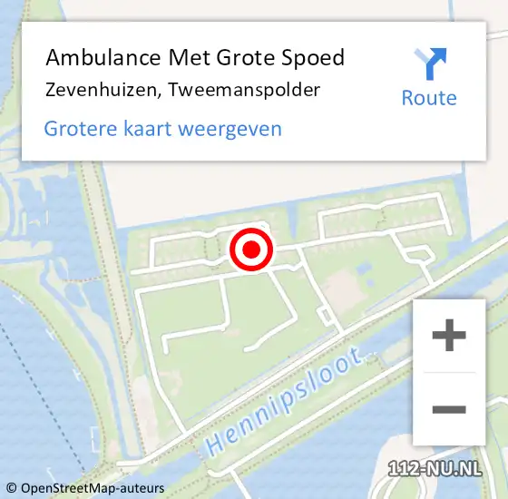 Locatie op kaart van de 112 melding: Ambulance Met Grote Spoed Naar Zevenhuizen, Tweemanspolder op 19 juni 2024 09:41