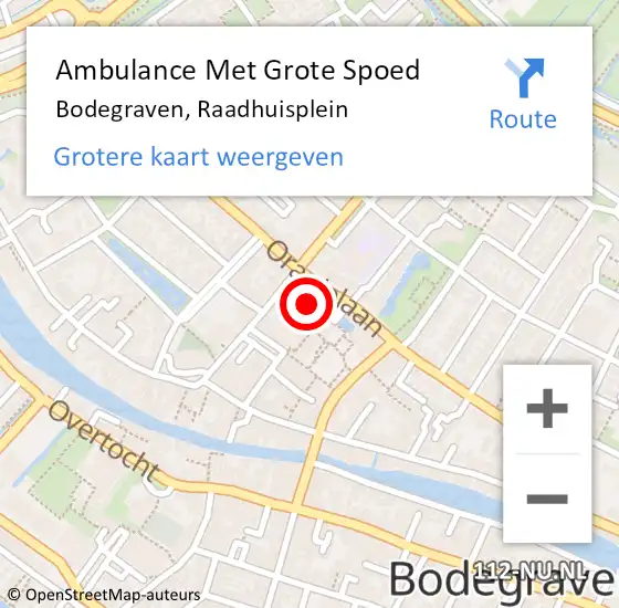 Locatie op kaart van de 112 melding: Ambulance Met Grote Spoed Naar Bodegraven, Raadhuisplein op 19 juni 2024 09:43