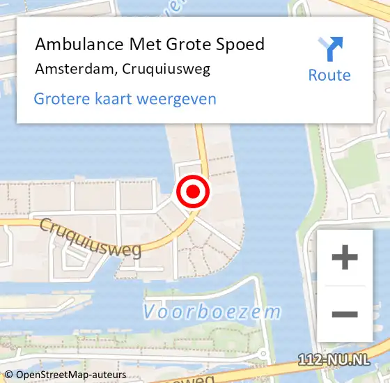 Locatie op kaart van de 112 melding: Ambulance Met Grote Spoed Naar Amsterdam, Cruquiusweg op 19 juni 2024 09:51