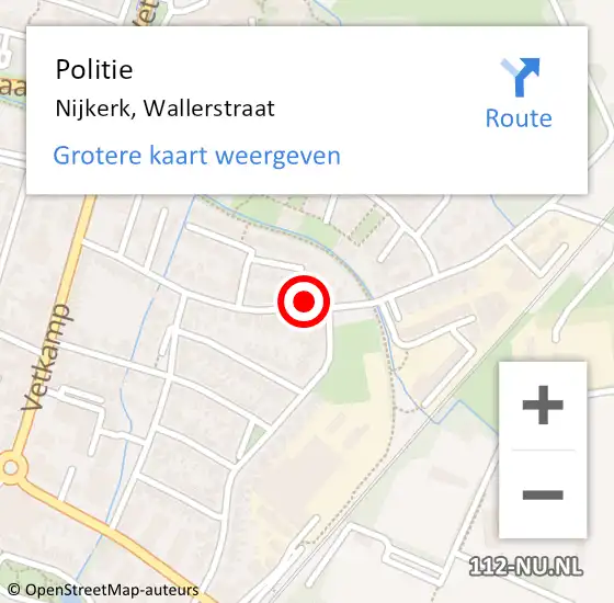 Locatie op kaart van de 112 melding: Politie Nijkerk, Wallerstraat op 19 juni 2024 10:02