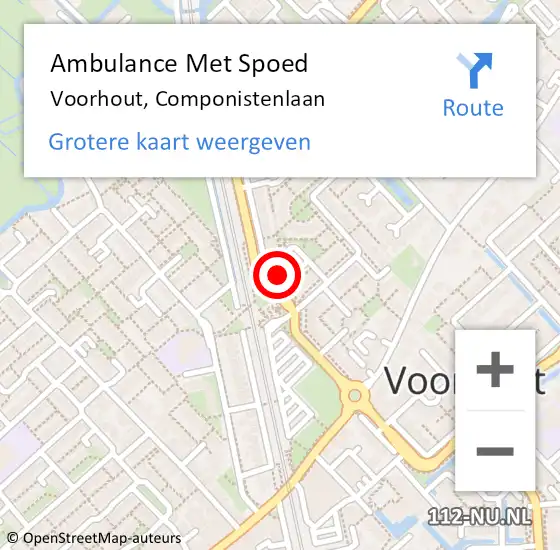 Locatie op kaart van de 112 melding: Ambulance Met Spoed Naar Voorhout, Componistenlaan op 19 juni 2024 10:05