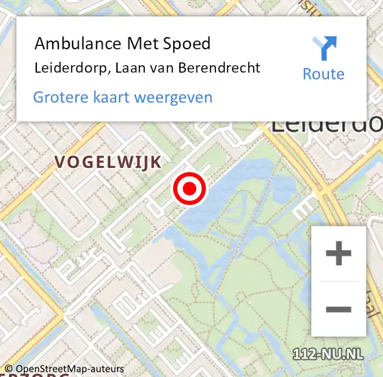 Locatie op kaart van de 112 melding: Ambulance Met Spoed Naar Leiderdorp, Laan van Berendrecht op 19 juni 2024 10:06