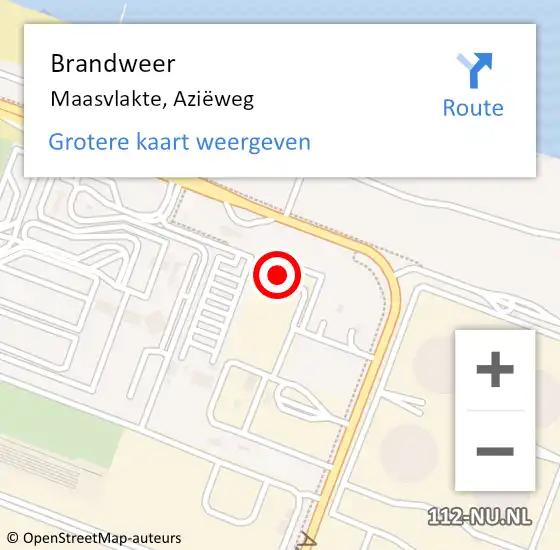 Locatie op kaart van de 112 melding: Brandweer Maasvlakte, Aziëweg op 19 juni 2024 10:14