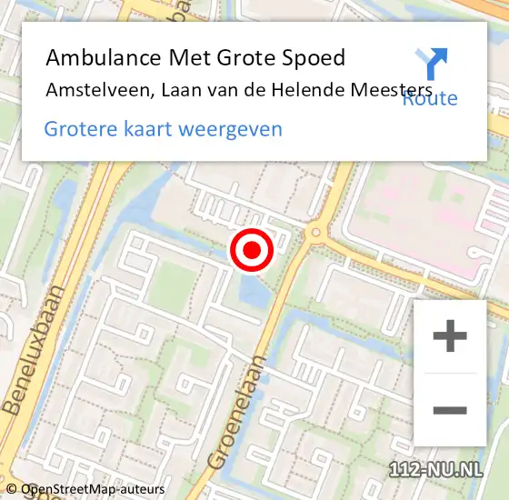 Locatie op kaart van de 112 melding: Ambulance Met Grote Spoed Naar Amstelveen, Laan van de Helende Meesters op 19 juni 2024 10:15