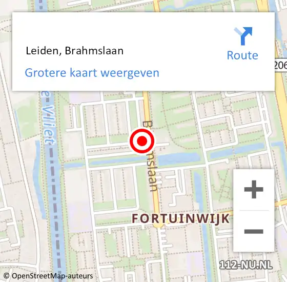 Locatie op kaart van de 112 melding:  Leiden, Brahmslaan op 19 juni 2024 10:16