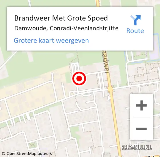 Locatie op kaart van de 112 melding: Brandweer Met Grote Spoed Naar Damwoude, Conradi-Veenlandstrjitte op 19 juni 2024 10:21