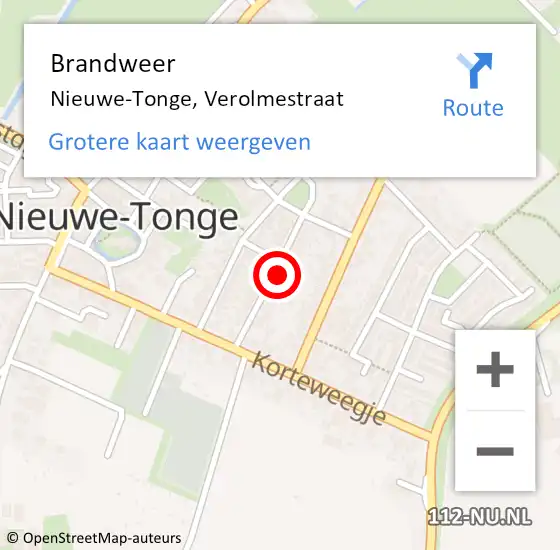 Locatie op kaart van de 112 melding: Brandweer Nieuwe-Tonge, Verolmestraat op 19 juni 2024 10:37