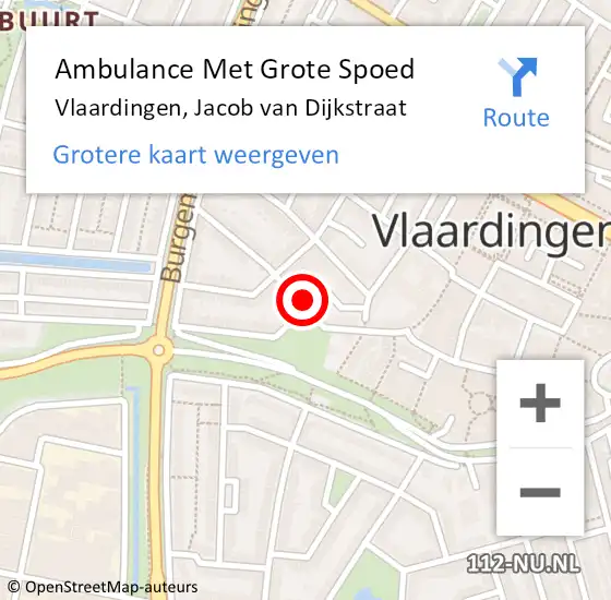 Locatie op kaart van de 112 melding: Ambulance Met Grote Spoed Naar Vlaardingen, Jacob van Dijkstraat op 19 juni 2024 10:39