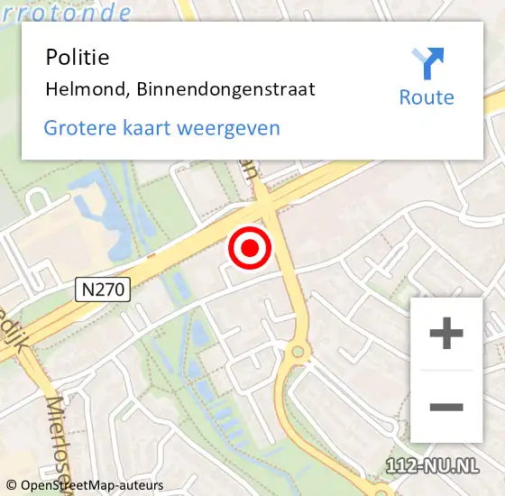 Locatie op kaart van de 112 melding: Politie Helmond, Binnendongenstraat op 19 juni 2024 10:39