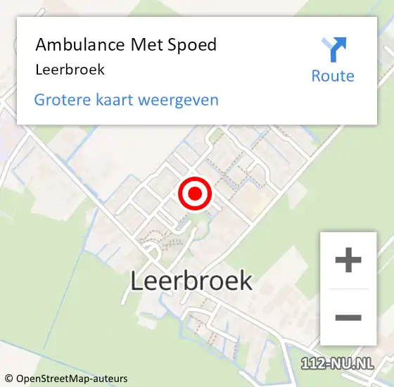 Locatie op kaart van de 112 melding: Ambulance Met Spoed Naar Leerbroek op 19 juni 2024 10:46