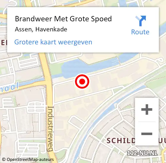 Locatie op kaart van de 112 melding: Brandweer Met Grote Spoed Naar Assen, Havenkade op 19 juni 2024 11:00