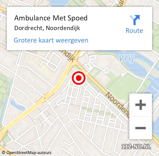 Locatie op kaart van de 112 melding: Ambulance Met Spoed Naar Dordrecht, Noordendijk op 19 juni 2024 11:06