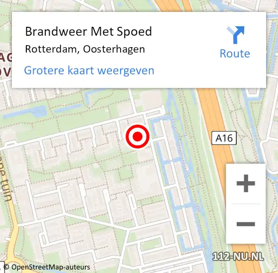 Locatie op kaart van de 112 melding: Brandweer Met Spoed Naar Rotterdam, Oosterhagen op 19 juni 2024 11:13