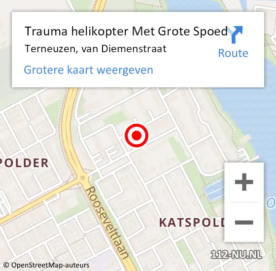 Locatie op kaart van de 112 melding: Trauma helikopter Met Grote Spoed Naar Terneuzen, van Diemenstraat op 19 juni 2024 11:16