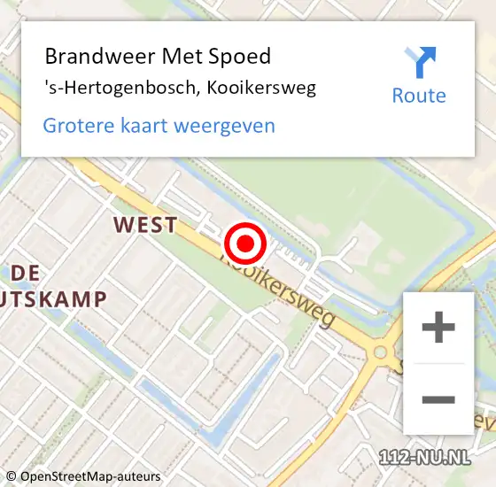 Locatie op kaart van de 112 melding: Brandweer Met Spoed Naar 's-Hertogenbosch, Kooikersweg op 19 juni 2024 11:26