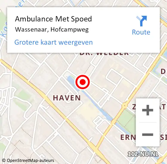 Locatie op kaart van de 112 melding: Ambulance Met Spoed Naar Wassenaar, Hofcampweg op 19 juni 2024 11:29