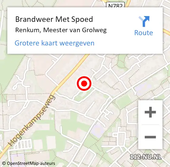 Locatie op kaart van de 112 melding: Brandweer Met Spoed Naar Renkum, Meester van Grolweg op 19 juni 2024 11:47