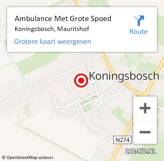 Locatie op kaart van de 112 melding: Ambulance Met Grote Spoed Naar Koningsbosch, Mauritshof op 10 oktober 2014 00:49