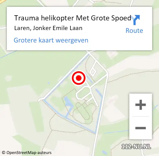 Locatie op kaart van de 112 melding: Trauma helikopter Met Grote Spoed Naar Laren, Jonker Emile Laan op 19 juni 2024 11:56