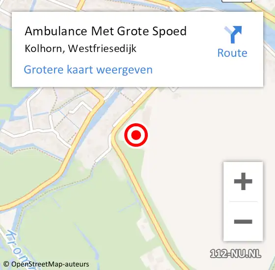 Locatie op kaart van de 112 melding: Ambulance Met Grote Spoed Naar Kolhorn, Westfriesedijk op 19 juni 2024 11:56